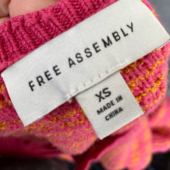 Free Assembly Pink & Orange Tweed Mini Sweater Dress Short Sleeves Size XS - Picture 9 of 9